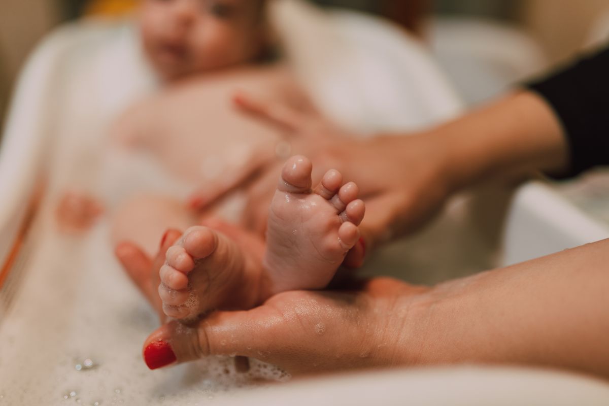 Peaceful sleeping baby feet