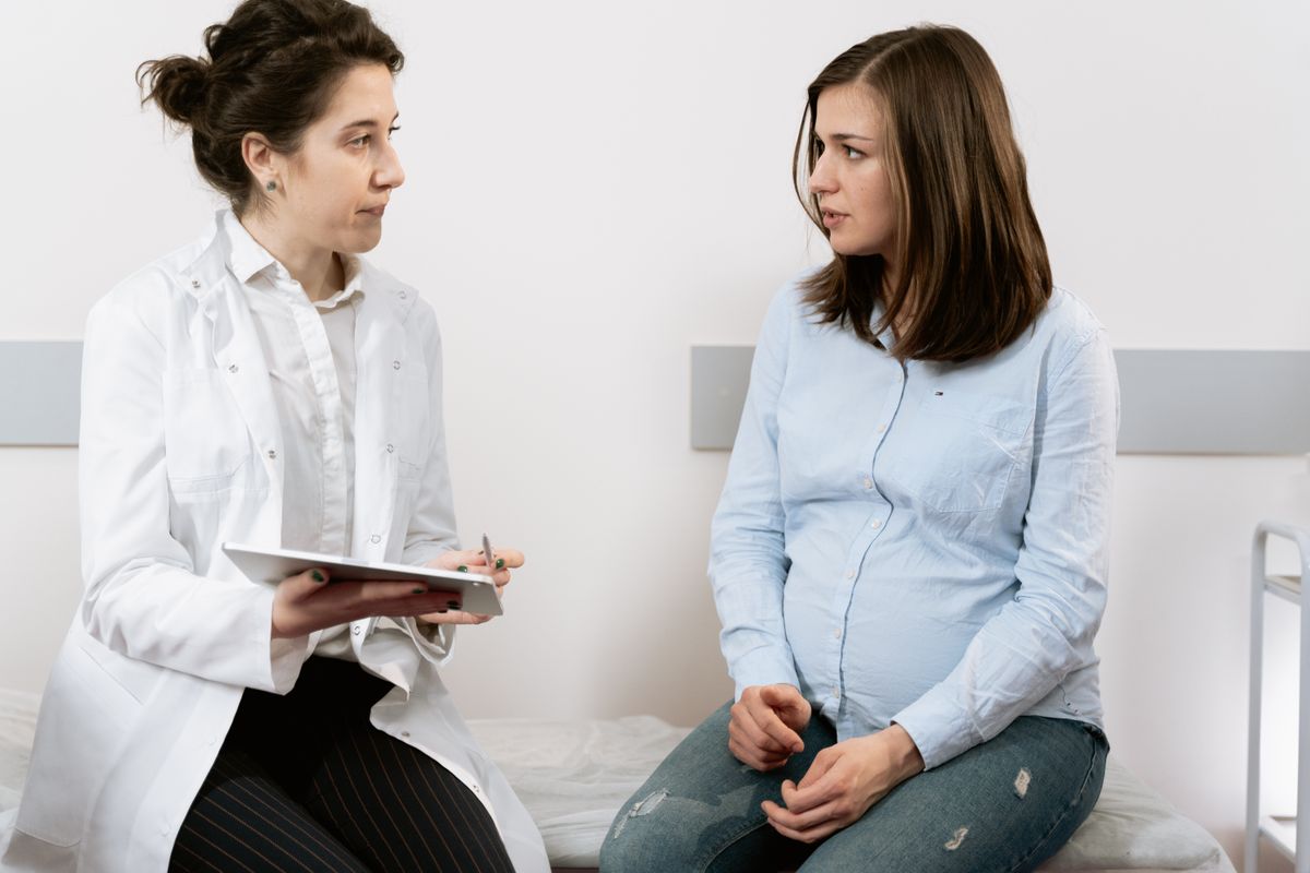 Pregnant woman at a doctor's appointment during pregnancy check-up