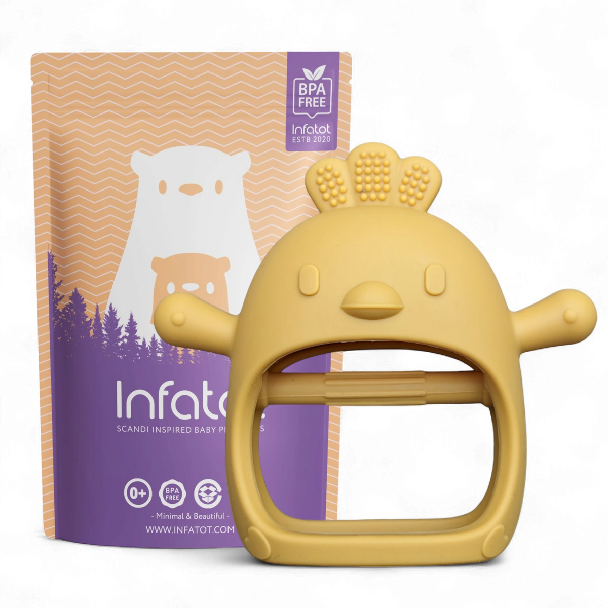 Infatot Chicken Teething Mitten in Yellow