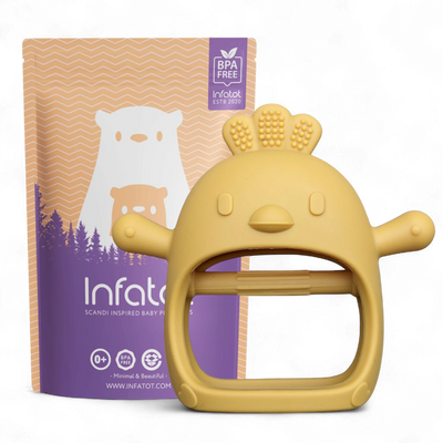 Infatot Chicken Teething Mitten in Yellow