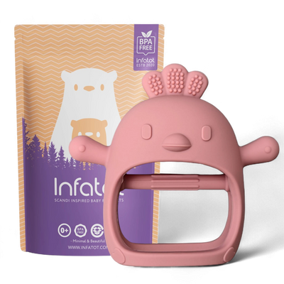 Infatot Chicken Teething Mitten in plum