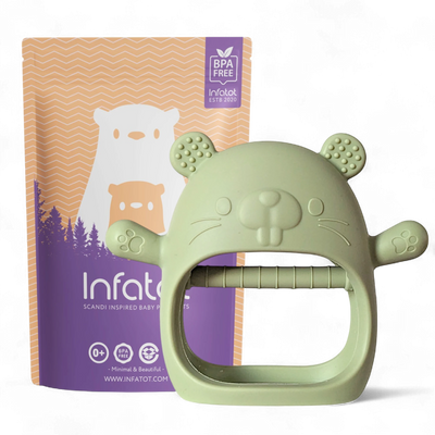 Infatot Chipmunk Teething Mitten in olive