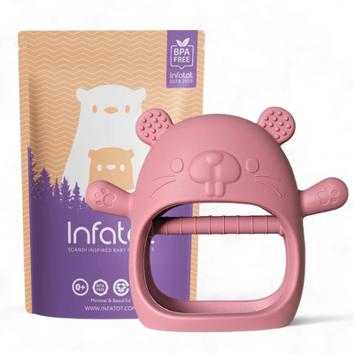 Infatot Chipmunk Teething Mitten in plum
