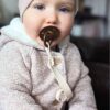 Silicone Pacifier / Dummy Clip <br>- Cream & Purple - Image 3