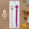 Silicone Pacifier / Dummy Clip <br>- Cream & Purple - Image 2