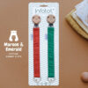 Cotton Pacifier / Dummy Clip <br>- Maroon & Emerald - Image 2